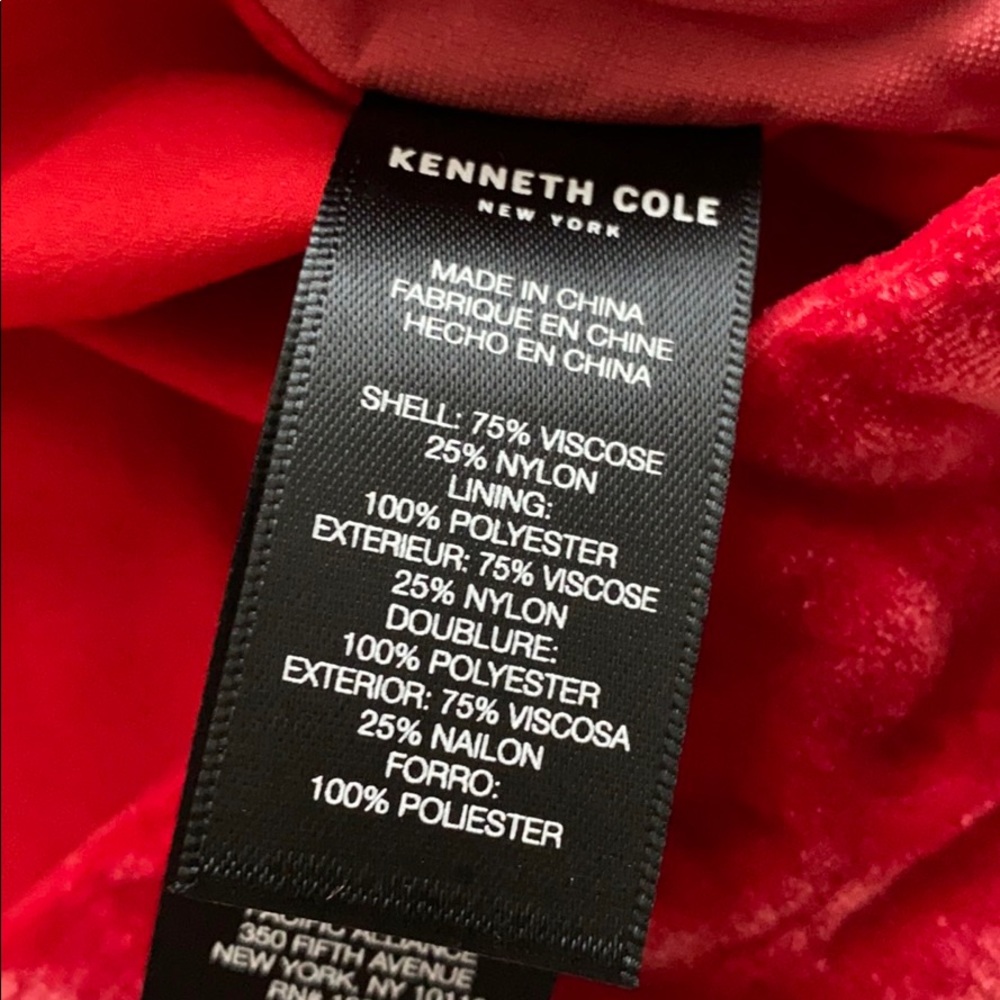 925 Kenneth Cole red velvet faux wrap dress - Picture 3 of 5